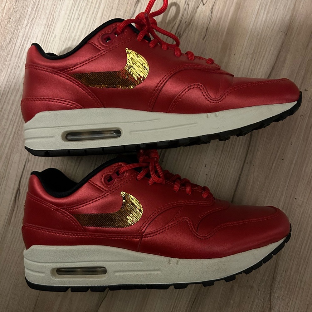 Red and Gold Women's Sneakers Air Max One